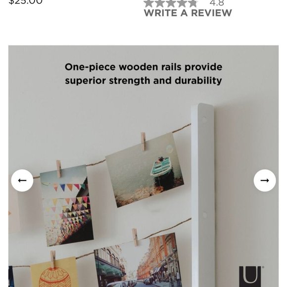 New Umbra White HANGIT wooden clip 26X30 WALL MEMO - Picture 3 of 5